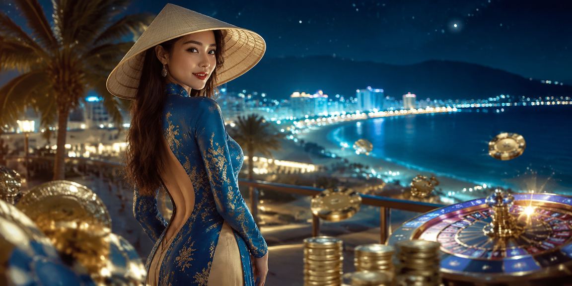 Khung cảnh biển Đà Nẵng với người dùng trải nghiệm dịch vụ giải trí trực tuyến